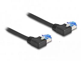 DeLOCK RJ45 Cat.6A S/FTP tinklo kabelis kairiu kampu 0,5 m juodas