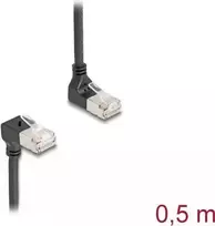 Tinklo laidas DeLOCK RJ45 Cat.6A S/FTP Slim 90° 0,5m Juodas