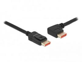 DisplayPort kabelis DeLOCK 8K 60 Hz 2 m tiesus kištukas į kairėn 90° lenktą kištuką