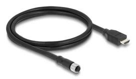 DELOCK M12 A-koduotas 17 kontaktų (motina) į HDMI (tėvas) laidas — 1 m, juodas