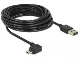 USB 2.0 laidas DELOCK Type-A į Micro-USB B kampu į kairę/dešinę, 5 m, juodas