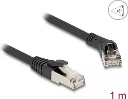 Tinklo kabelis DeLOCK RJ45 Cat.8.1 S/FTP 45° stačiu kampu 1 m juodas