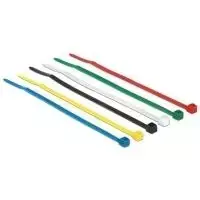 Kabelių raiščiai DeLOCK 18627 nailoniniai juodi mėlyni žali raudoni permatomi geltoni 100 vnt 100mm 2.5mm