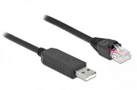 DeLOCK 64158 USB 2.0 Type-A į RS-232 RJ45 konsolinis kabelis, 25 cm, juodas