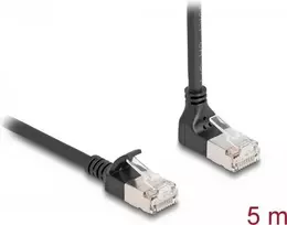Tinklo kabelis DeLOCK RJ45 Cat.6A 5m Juodas 90° Kampus