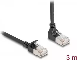 Tinklo kabelis DeLOCK RJ45 Cat.6A 3m Juodas 90° Kampinis Žemyn