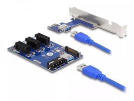 DeLOCK PCI Express x1 lizdo plėtinys iki 3× PCIe x1 su 50 cm USB kabeliu