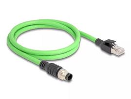 DeLOCK M12 A-koduotas 8 kontaktų kištukas į RJ45 kištuką, PUR (TPU) tinklo kabelis 2 m