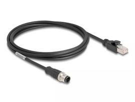 Tinklo kabelis DeLOCK M12 D-koduotas 4 kontaktų vyriškas į RJ45 vyrišką Cat5e 2 m Juodas