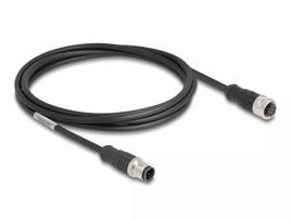 DeLOCK M12 tinklo kabelis D-coded 4 kontaktų vyriškas į moterišką Cat5e 2 m juodas