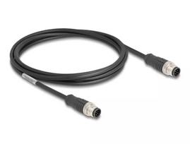 DeLOCK M12 A-koduotas 8 kontaktų vyriškas-vyriškas Ethernet kabelis Cat5e 2 m juodas