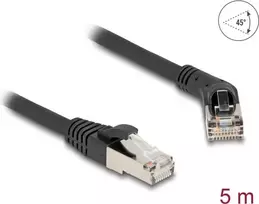 Tinklo kabelis DeLOCK RJ45 Cat.6A 45° kampu tiesus 5m juodas