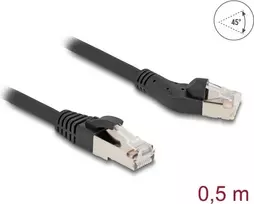 Tinklo kabelis DeLOCK RJ45 Cat.8.1 Kištukas 45° Kairėn 0,5 m Juodas