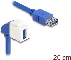 DeLOCK Keystone modulio kabelis USB 5Gbps Type-A lizdas-lizdas 90° kampu 20 cm mėlynas