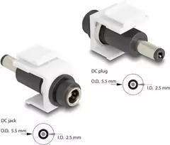 DeLOCK Keystone modulis DC 5,5 x 2,5 mm moteriškas–vyriškas baltas