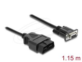 DELOCK adapterinis laidas OBD‑2 kištukas į DB‑9 lizdą, Cat5e, juodas, 1,15 m