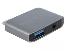 DeLOCK 63965 USB-C garso adapteris su 3,5 mm lizdu ir USB-A, antracitinis