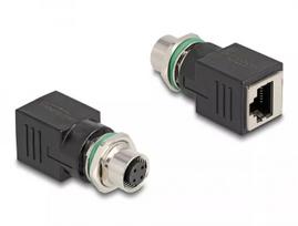 DeLOCK M12 adapteris D-koduotas 4 kontaktų moteriškas į RJ45 lizdą tiesus