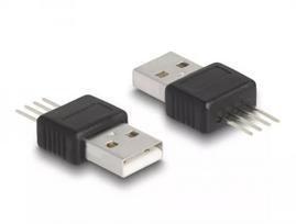DeLOCK USB 2.0 Type-A kištukinis adapteris, juodas/sidabrinis, 5V