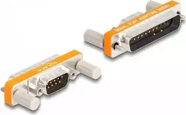 DELOCK adapteris D-Sub 9 kištukas į D-Sub 25 lizdą, auksuoti kontaktai, oranžinis/sidabrinis