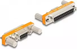 Adapteris lyties keitiklis DELOCK D-Sub 9 kontaktų į D-Sub 25 kontaktų 66983, auksuoti kontaktai, oranžinis/sidabrinis