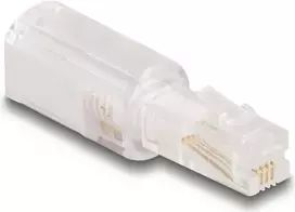 DeLOCK 88169 Lyties keitiklis RJ10 permatomas baltas su auksuotais kontaktais