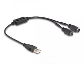 DeLOCK 61061 PS/2 kabelis 0,43 m 2x 6 kontaktų Mini-DIN USB A juodas