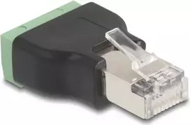 DeLOCK 66603 lyties keitiklis RJ45 į 4 kontaktų gnybtų bloką, juoda/žalia
