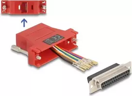 DeLOCK D-Sub 25 kontaktų moteriškas į RJ45 moterišką adapterio komplektas raudonas VGA RJ-45