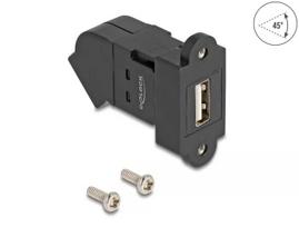 DeLOCK USB 2.0 Type-A montuojama lizdinė jungtis (patelė) į Type-A (patelę) 45° kampu, juoda