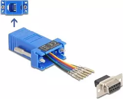 DeLOCK D-Sub 9 kontaktų lizdas (motina) į RJ12 lizdą (motina) surinkimo rinkinys mėlynas
