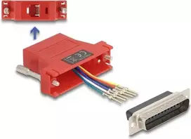 Adapteris lyties keitiklis DELOCK 67094 — D-Sub 25 (moteriškas/vyriškas) į RJ12, raudonas