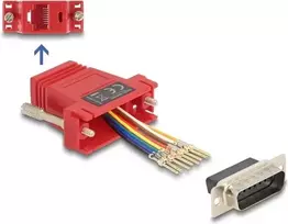 DeLOCK D-Sub 15 pin moteriškas į RJ45 moterišką surinkimo rinkinys raudonas VGA RJ-45