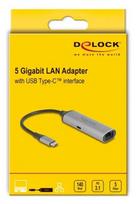 DELOCK 81591 USB Type-C šakotuvas su RJ-45 2.5/5Gbps Ethernet ir USB Type-C Power Delivery 140W, aliuminis, antracito/juodos spalvos