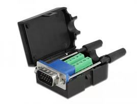 Jungtis DeLOCK 66258 VGA 15 kontaktų į 10 kontaktų gnybtų bloką, juoda