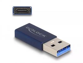 DeLOCK USB adapteris USB-A (vyriškas) į USB-C (moteriškas) 10Gbps mėlynas