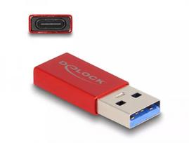 DeLOCK USB adapteris USB-A kištukas į USB-C lizdą raudonas 10Gbps