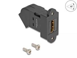 DeLOCK HDMI plokštės montavimo adapteris, HDMI motina į HDMI motiną, 45° kampu, 8K 60 Hz, juodas
