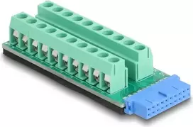 Lyties keitiklis DELOCK 67191 — USB 19 kontaktų antraštė į 20 kontaktų gnybtų bloką, juoda/žalia
