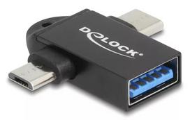 DeLOCK 60739 lyties keitiklis USB-A į USB-C / Micro-B, juodas