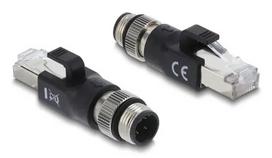 Adapteris M12 D-kodas 4 kontaktų (kištukas) į RJ45 kištuką, DELOCK 90831, auksuoti kontaktai, juoda