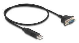 DELOCK USB RS-232 adapteris USB 2.0 į D-Sub 9 vyriškas su veržlėmis, USB A tipo į RS-232, 0,5 m, juodas