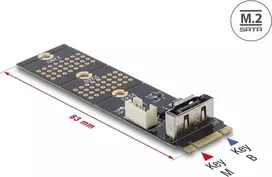 Adapteris M.2 Key B į SATA 7 kontaktų (vertikalus) DELOCK 64290