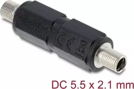 Adapteris DELOCK DC statinė jungtis 5,5 x 2,1 mm motina-motina su sriegiu, tiesus, juodas