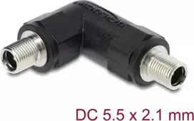 Delock 90942 DC jungties adapteris 5,5 x 2,1 mm, lizdas į lizdą, su sriegiu, 90 laipsnių kampu