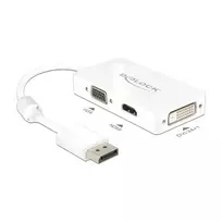 DELOCK Adapteris Laidas DisplayPort Kištukas > 1 x VGA + 1 x HDMI + 1 x DVI 24+1 Baltas