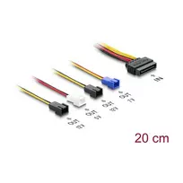 Maitinimo laidas DELOCK SATA 15 kontaktų į 4×2 kontaktų ventiliatorių (12V / 7V / 5V), 20 cm