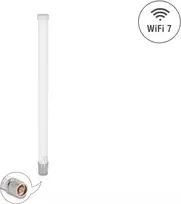 Išorinė universali WiFi 7 antena DELOCK 81455 N-type 4,5–6,6 dBi 32 cm vertikali poliarizacija balta