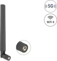Kryptinė antena DELOCK 5G LTE GNSS WiFi 6 SMA kištukas 0,9–4,1 dBi 183 mm su pasukama jungtimi