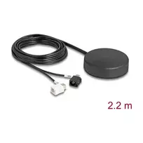 DELOCK 4G GNSS stogo montavimo kryptinė antena — 1×FAKRA A + 1×FAKRA B, 2 dBi / 28 dB, 2,2 m RG-174, juoda